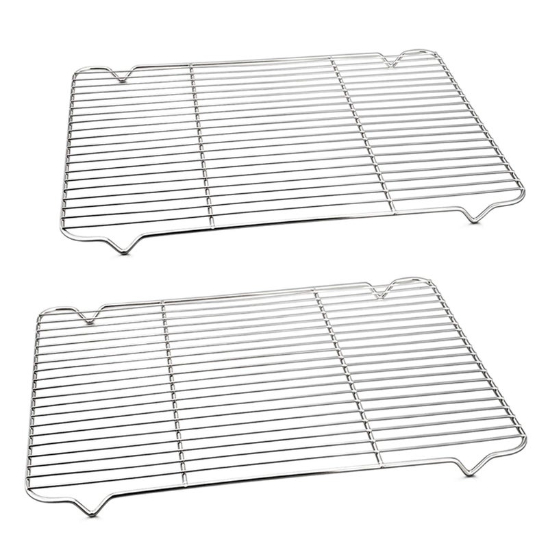 P&P CHEF Cooling Baking Rack Pack of 2, 16.6" x 11.5", Stainless Steel Cooling Racks for Cooking Baking Roasting Grilling Drying, Dense Wires & Smooth Edge, Easy to Clean, Silver - Image 1